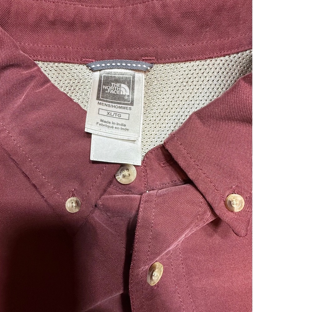 The North Face Men's XL Long Sleeve Hiking‎ Shirt Maroon Button Down Ventilated - Picture 4 of 12
